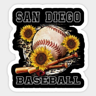 Awesome Baseball Name San Diego Proud Team Flowers Sticker